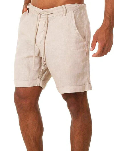Linen Shorts - Men's Lightweight Cotton Summer Shorts-Chaps of London-Beige-XS-Chaps of London