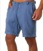 Linen Shorts - Men's Lightweight Cotton Summer Shorts-Chaps of London-Blue-XS-Chaps of London