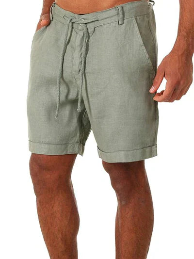 Linen Shorts - Men's Lightweight Cotton Summer Shorts-Chaps of London-Green-XS-Chaps of London