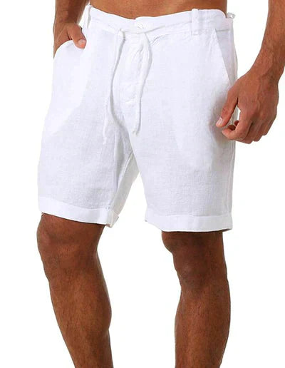 Linen Shorts - Men's Lightweight Cotton Summer Shorts-Chaps of London-White-XS-Chaps of London
