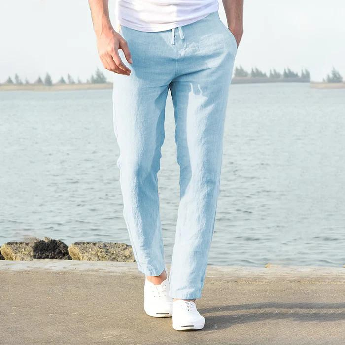 Linen Summer/Spring pants for men-Chaps of London-Blue-S-Chaps of London