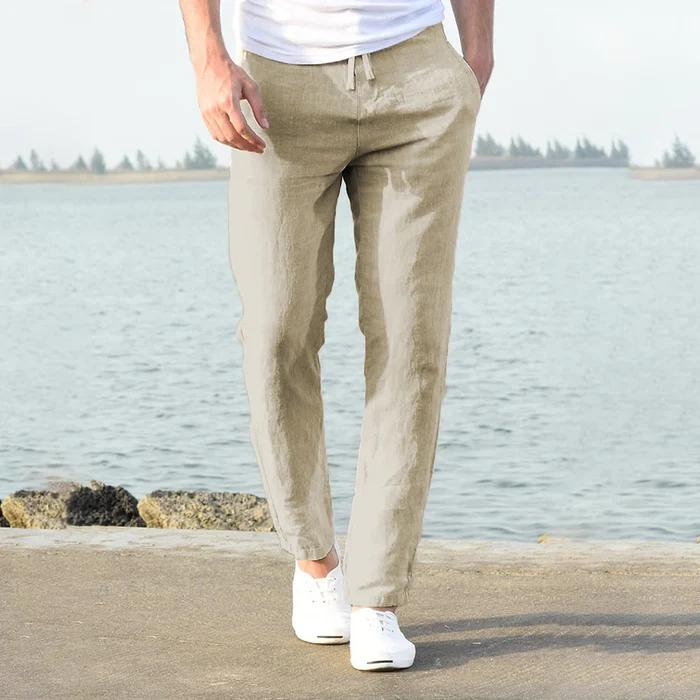 Linen Summer/Spring pants for men-Chaps of London-Khaki-S-Chaps of London