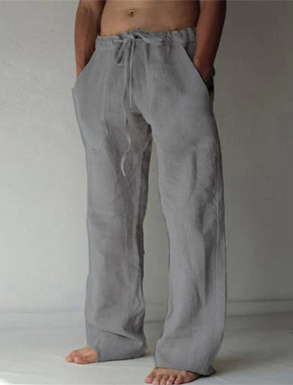 Linen Trousers - Loose Fit - Drawstring - Summer Pants - Men's Linen Pants-Broek man-Chaps of London-Dark Gray-S-Chaps of London