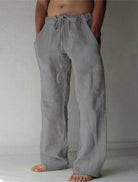 Linen Trousers - Loose Fit - Drawstring - Summer Pants - Men's Linen Pants-Broek man-Chaps of London-Dark Gray-S-Chaps of London