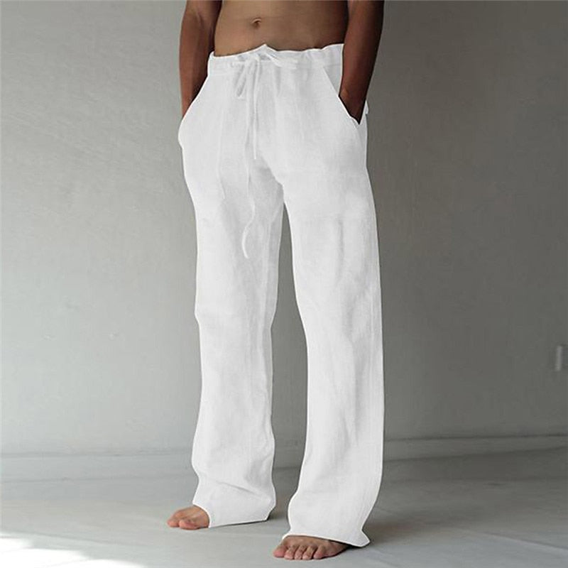 Linen Trousers - Loose Fit - Drawstring - Summer Pants - Men's Linen Pants-Broek man-Chaps of London-White-S-Chaps of London