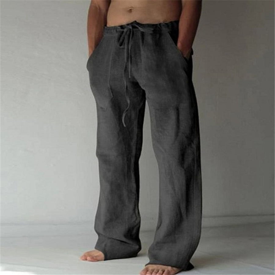 Linen Trousers | Loose Fit | Drawstring | Summer Pants | Men's Linen Pants-Chaps of London-Black-S-Chaps of London