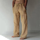 Linen Trousers | Loose Fit | Drawstring | Summer Pants | Men's Linen Pants-Chaps of London-Khaki-S-Chaps of London