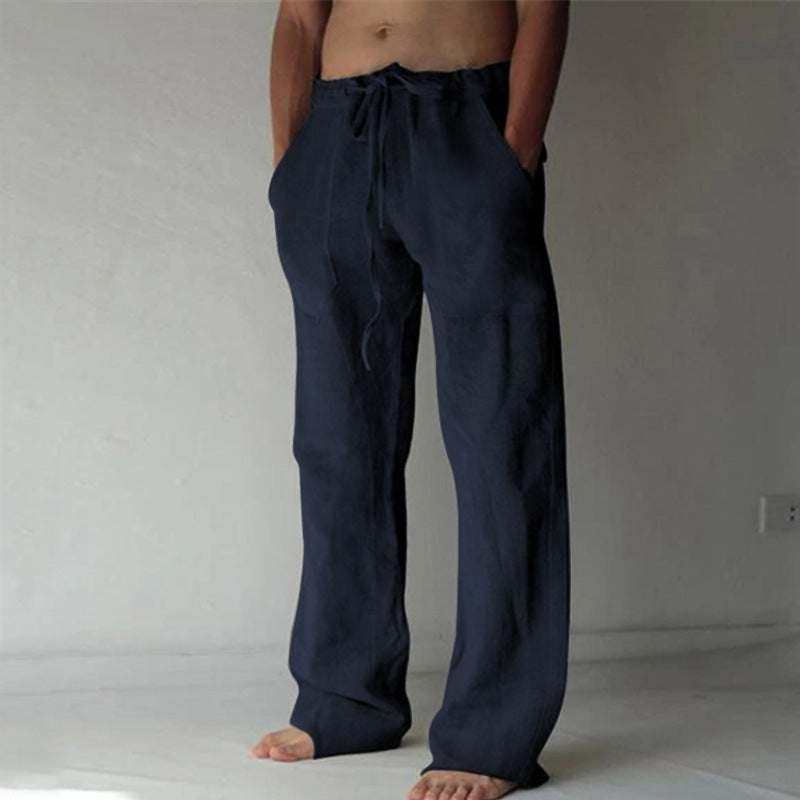 Linen Trousers | Loose Fit | Drawstring | Summer Pants | Men's Linen Pants-Chaps of London-Navy Blue-S-Chaps of London