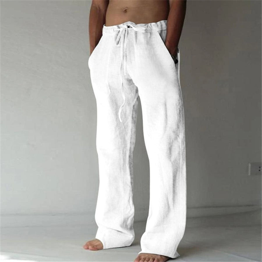 Linen Trousers | Loose Fit | Drawstring | Summer Pants | Men's Linen Pants-Chaps of London-White-S-Chaps of London