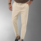Linen Trousers - Men's Leisure Drawstring Linen Pants for Summer-Jeans_M-Chaps of London-Beige-M-Chaps of London