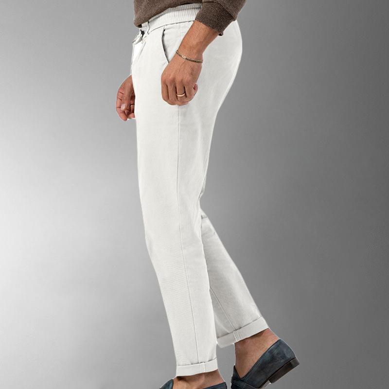 Linen Trousers - Men's Leisure Drawstring Linen Pants for Summer-Jeans_M-Chaps of London-Chaps of London