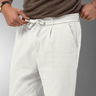 Linen Trousers - Men's Leisure Drawstring Linen Pants for Summer-Jeans_M-Chaps of London-Chaps of London