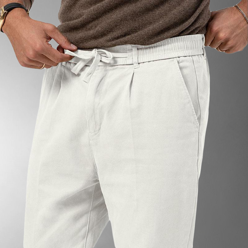 Linen Trousers - Men's Leisure Drawstring Linen Pants for Summer-Jeans_M-Chaps of London-Chaps of London