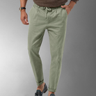Linen Trousers - Men's Leisure Drawstring Linen Pants for Summer-Jeans_M-Chaps of London-Green-M-Chaps of London