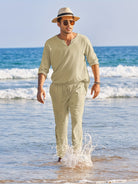 Linen Two-Piece Set - Casual - Long Sleeve - Linen Co Ord - Men's Summer Clothes -Chaps of London-Chaps of London