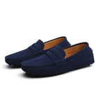 Loafers - Men's Flat Italian Style Suede Moccasins Shoes-Loafers-Chaps of London-Dark Blue-38-Chaps of London