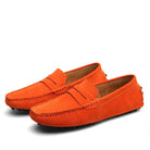 Loafers - Men's Flat Italian Style Suede Moccasins Shoes-Loafers-Chaps of London-Orange-38-Chaps of London