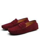 Loafers - Men's Flat Italian Style Suede Moccasins Shoes-Loafers-Chaps of London-Red-38-Chaps of London