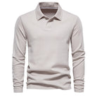 Long Sleeve Polo Shirt - Men's Classic Collared Polo Shirt-Chaps of London-Beige-S-Chaps of London