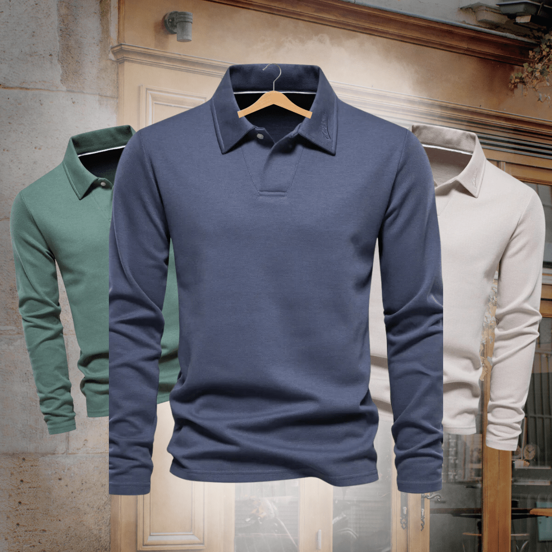 Long Sleeve Polo Shirt - Men's Classic Collared Polo Shirt-Chaps of London-Chaps of London