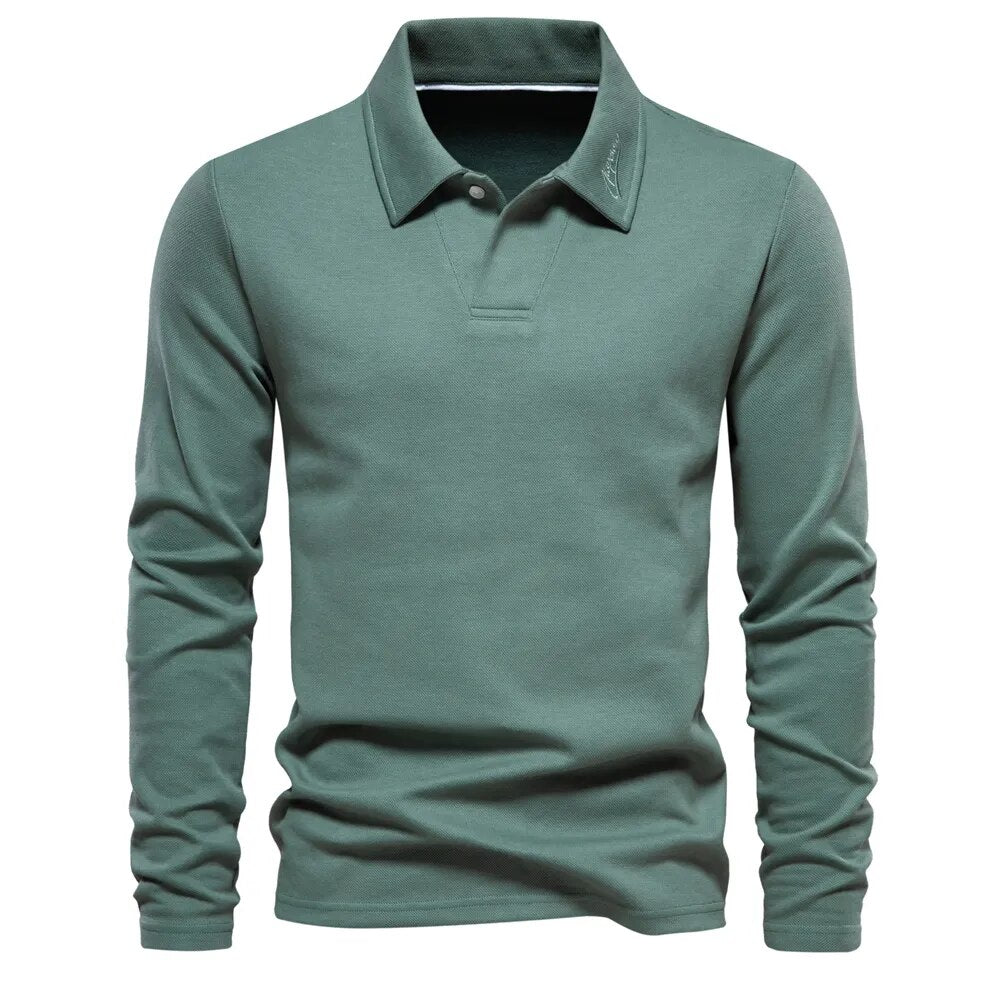 Long Sleeve Polo Shirt - Men's Classic Collared Polo Shirt-Chaps of London-Green-S-Chaps of London