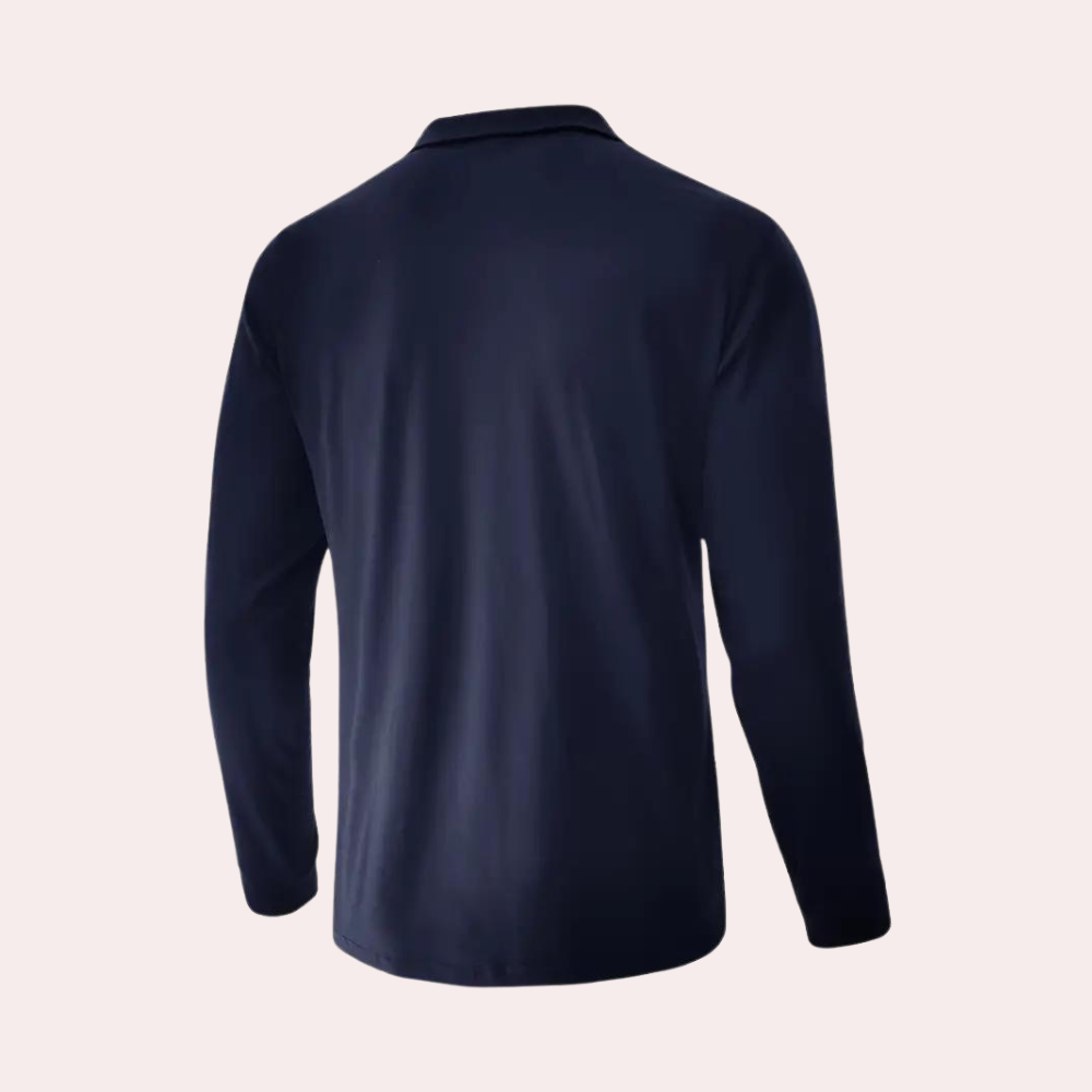 Long Sleeve Polo Shirt - Men's Collared Quarter Zip Long Sleeve T-Shirt-Chaps of London-Chaps of London