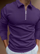 Long Sleeve Polo Shirt | Quarter Zip | Slim Fit | Half Zip Polo | Men's Jumper-Chaps of London-Dark Violet-S-Chaps of London