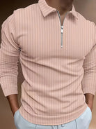 Long Sleeve Polo Shirt | Quarter Zip | Slim Fit | Half Zip Polo | Men's Jumper-Chaps of London-Pink-S-Chaps of London