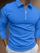 Long Sleeve Polo Shirt | Quarter Zip | Slim Fit | Half Zip Polo | Men's Jumper-Chaps of London-Royal Blue-S-Chaps of London