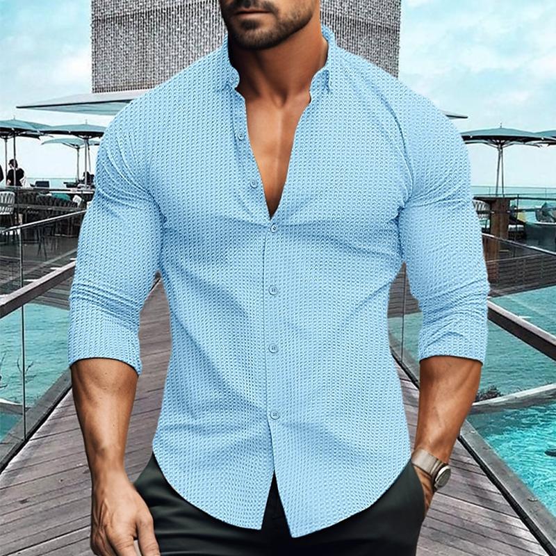 Long Sleeve Shirt | Breathable | Collared | Button-Up Shirt | Men's Shirts-Men's Top-Chaps of London-Blue-S-Chaps of London