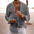 Long Sleeve Shirt - Button-Up - Lightweight - Linen Shirt - Men's Shirts-Men's Top-Chaps of London-Chaps of London