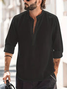 Long Sleeve Shirt | Button-Up | Lightweight | Summer Shirt | Men's Shirt-Men Shirt-Chaps Herrenmode-Black-XS-Chaps of London