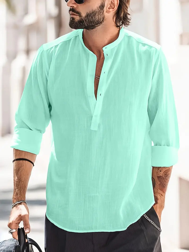 Long Sleeve Shirt | Button-Up | Lightweight | Summer Shirt | Men's Shirt-Men Shirt-Chaps Herrenmode-Green-XS-Chaps of London