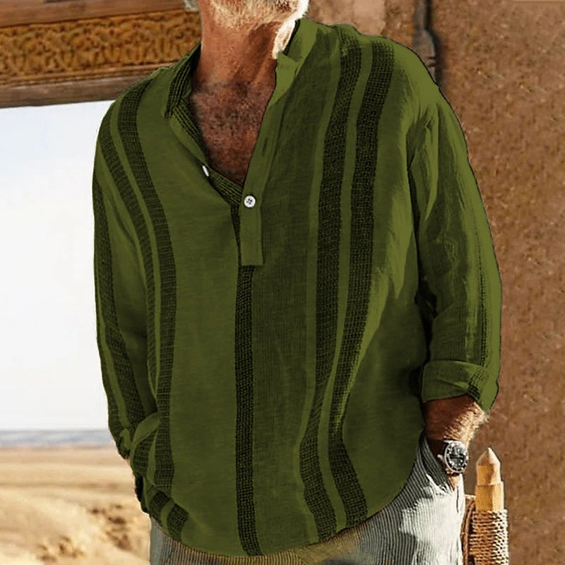 Long Sleeve Shirt | Button-Up | Loose Fit | Casual Shirt | Men's Shirts -Chaps of London-Green-S-Chaps of London