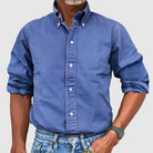 Long Sleeve Shirt - Casual - Collared - Button-Up Shirt - Men's Shirts-Shirts-Chaps of London-Blue-S-Chaps of London