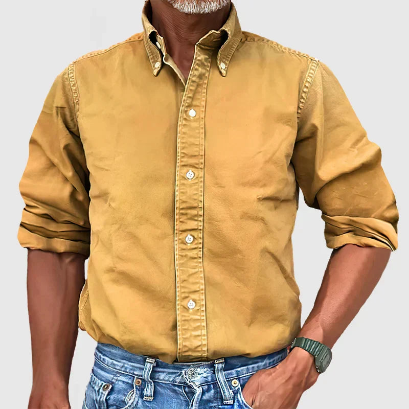 Long Sleeve Shirt - Casual - Collared - Button-Up Shirt - Men's Shirts-Shirts-Chaps of London-Yellow-S-Chaps of London
