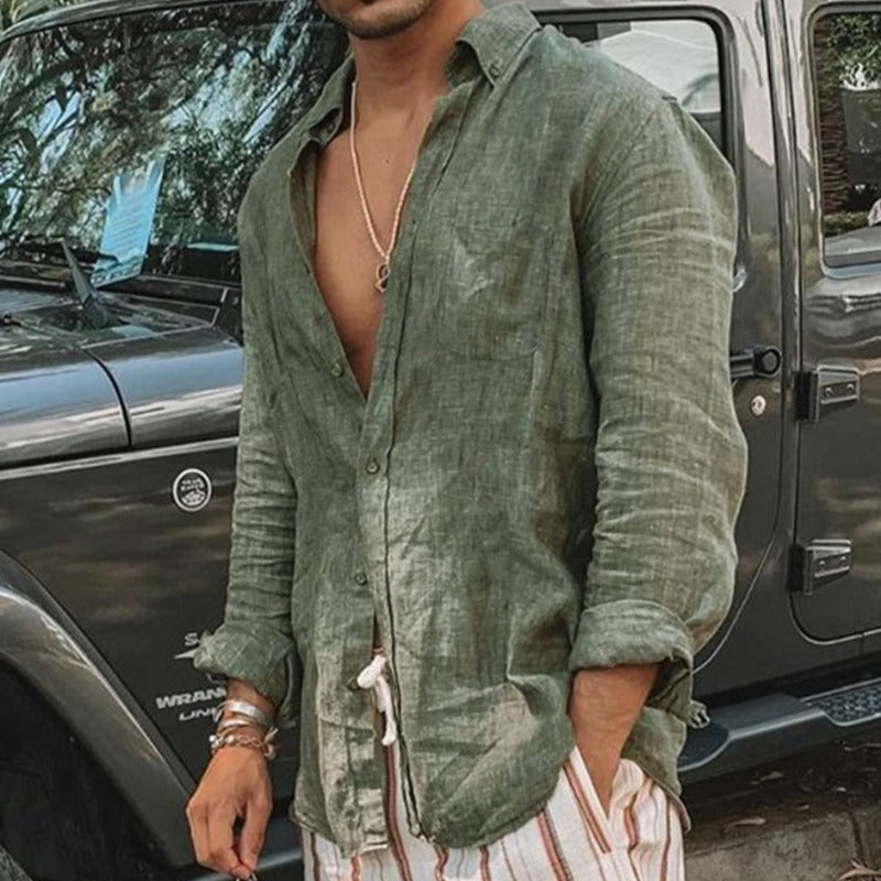 Long Sleeve Shirt - Lightweight - Summer - Button-Up Shirt - Shirt for Men-Chaps of London-Green-S-Chaps of London