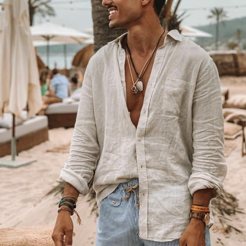 Long Sleeve Shirt - Lightweight - Summer - Button-Up Shirt - Shirt for Men-Chaps of London-White-S-Chaps of London