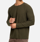 Long Sleeve Shirt - Men's Casual Plain Crew Neck Sweater-Chaps of London-Army Green-XS-Chaps of London