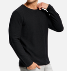 Long Sleeve Shirt - Men's Casual Plain Crew Neck Sweater-Chaps of London-Black-XS-Chaps of London