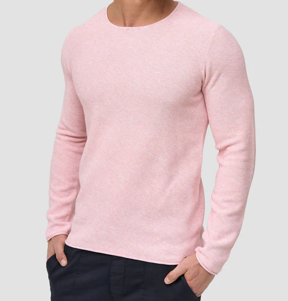 Long Sleeve Shirt - Men's Casual Plain Crew Neck Sweater-Chaps of London-Coral Cloud-XS-Chaps of London