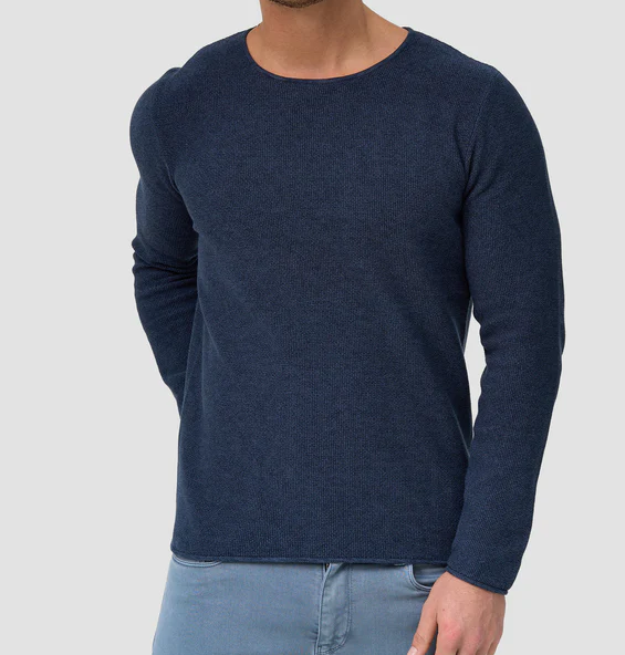 Long Sleeve Shirt - Men's Casual Plain Crew Neck Sweater-Chaps of London-Navy Blue-XS-Chaps of London