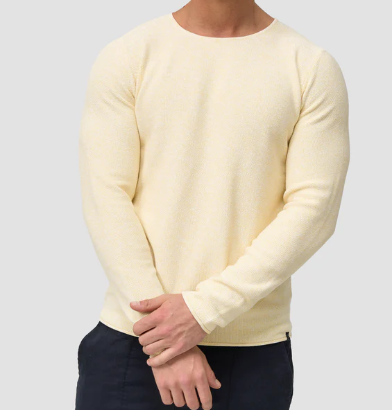 Long Sleeve Shirt - Men's Casual Plain Crew Neck Sweater-Chaps of London-Pale Banana-XS-Chaps of London