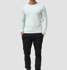 Long Sleeve Shirt - Men's Casual Plain Crew Neck Sweater-Chaps of London-Silent Wave-XS-Chaps of London
