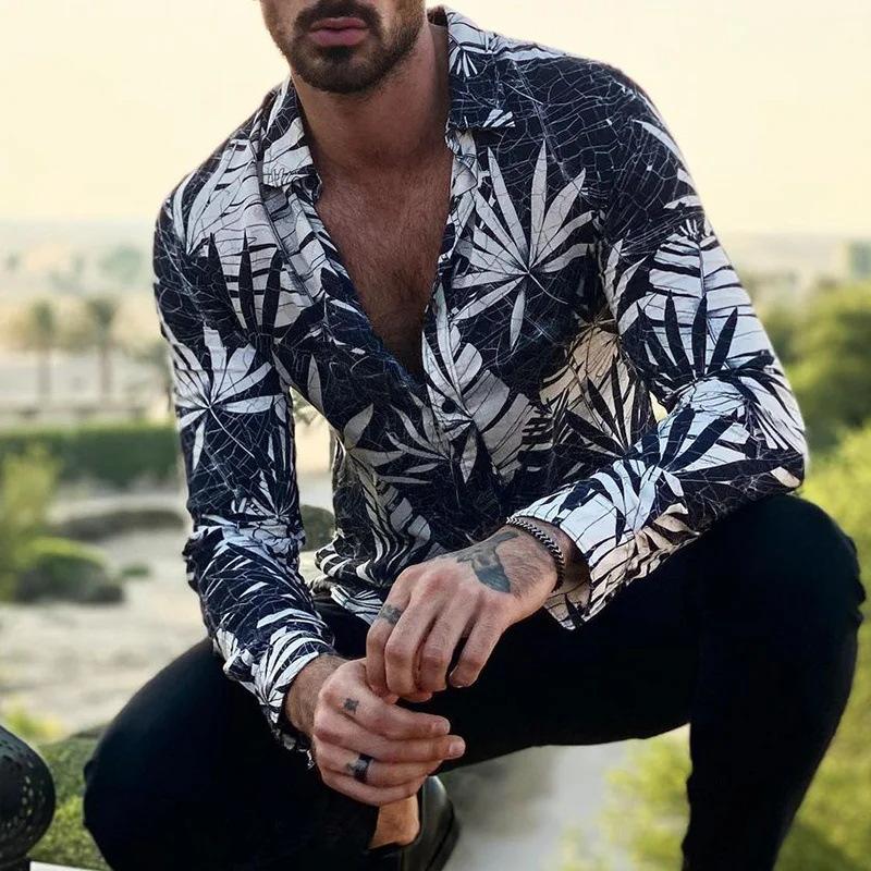 Long Sleeve Shirt - Printed - Button-Up - Hawaiian Shirt - Men's Shirt-Men's Hawaiian Shirt-Chaps of London-Chaps of London