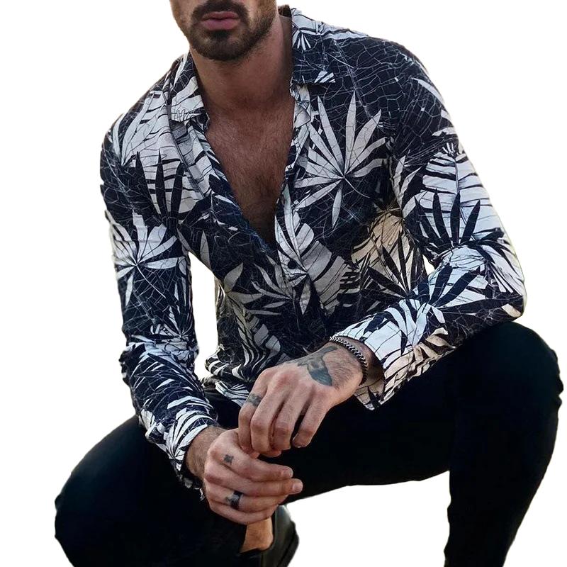 Long Sleeve Shirt - Printed - Button-Up - Hawaiian Shirt - Men's Shirt-Shirts & Tops-Chaps of London-White-S-Chaps of London
