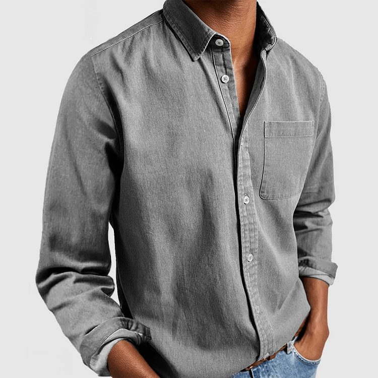 Long Sleeve Shirt | Regular Fit | Collared | Button-Up Shirt | Men's Shirt-Chaps of London-Grey-S-Chaps of London