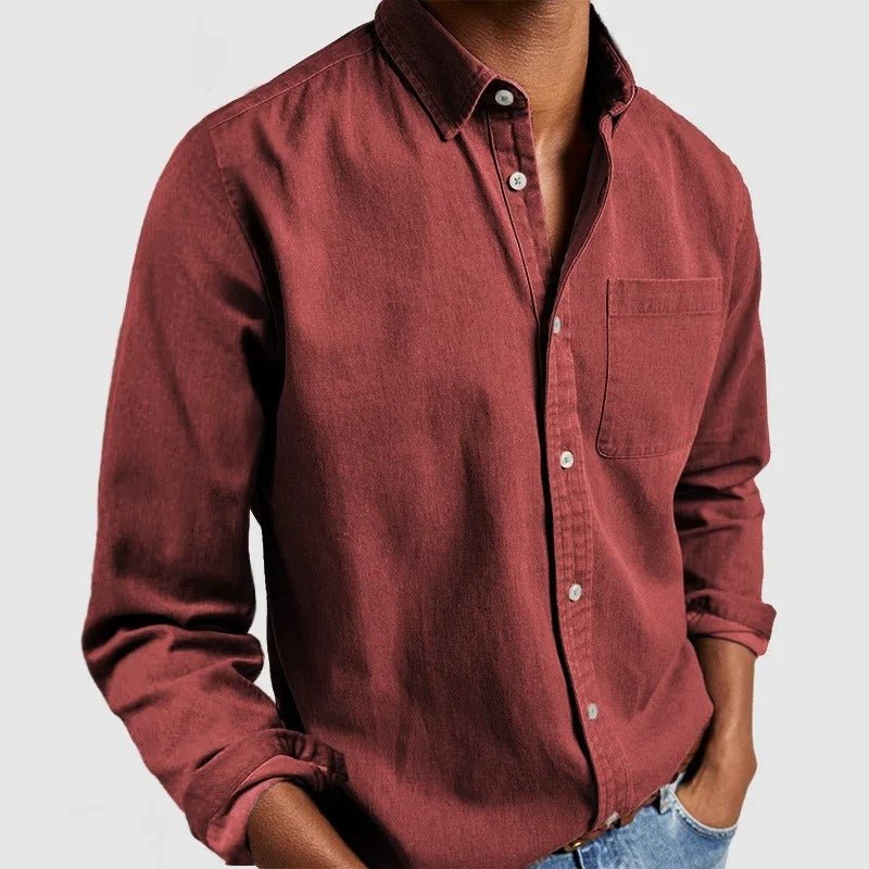 Long Sleeve Shirt | Regular Fit | Collared | Button-Up Shirt | Men's Shirt-Chaps of London-Red-S-Chaps of London
