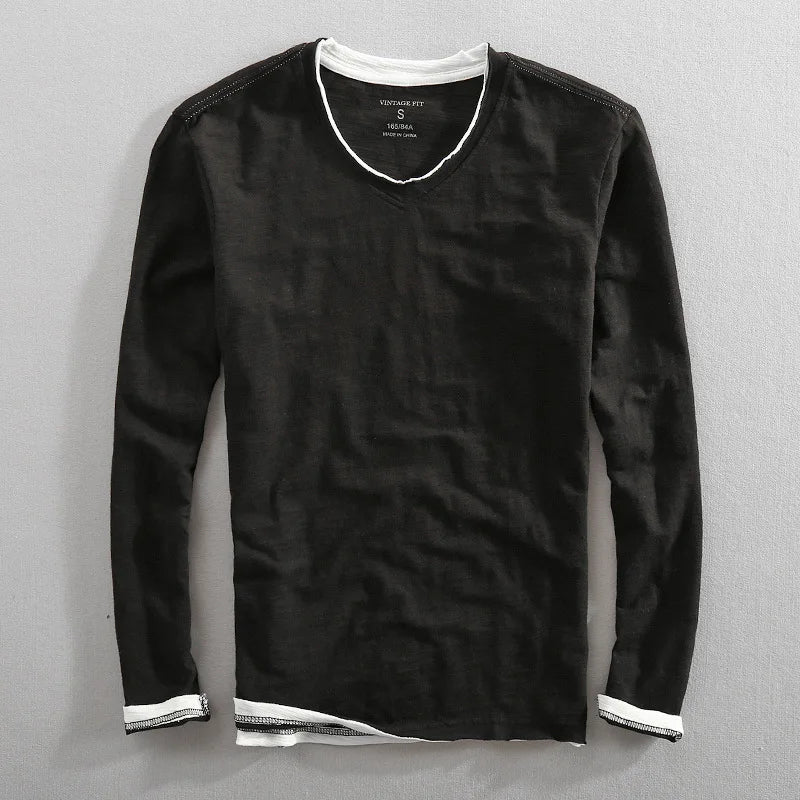 Long Sleeve T-Shirt | Basic | Casual | Long Sleeve Shirts | Men's Clothing-Chaps of London-Black-S-Chaps of London