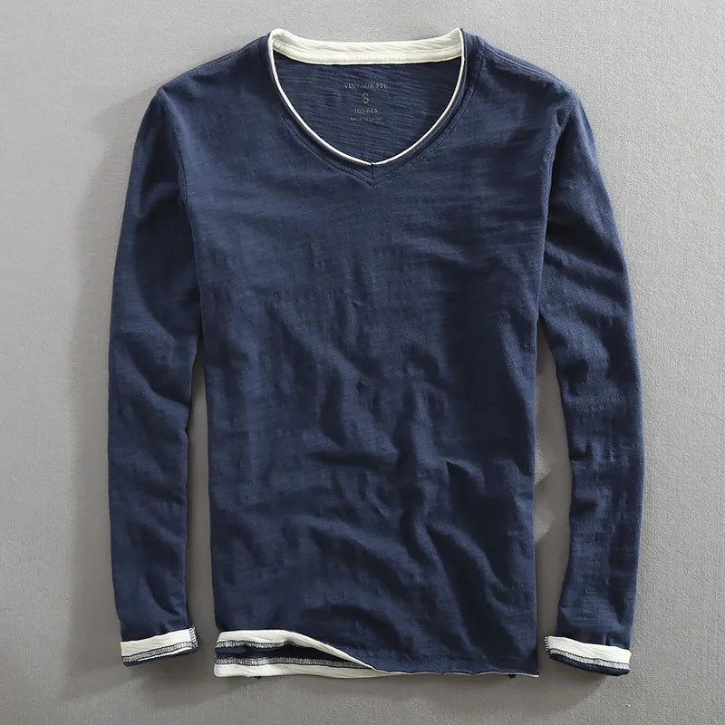 Long Sleeve T-Shirt | Basic | Casual | Long Sleeve Shirts | Men's Clothing-Chaps of London-Navy Blue-S-Chaps of London
